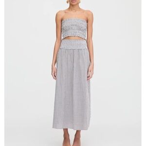 Chic Brown Gingham Top/Skirt Set for Women